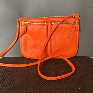 Fossil Elise Double Zip Leather Crossbody Bag